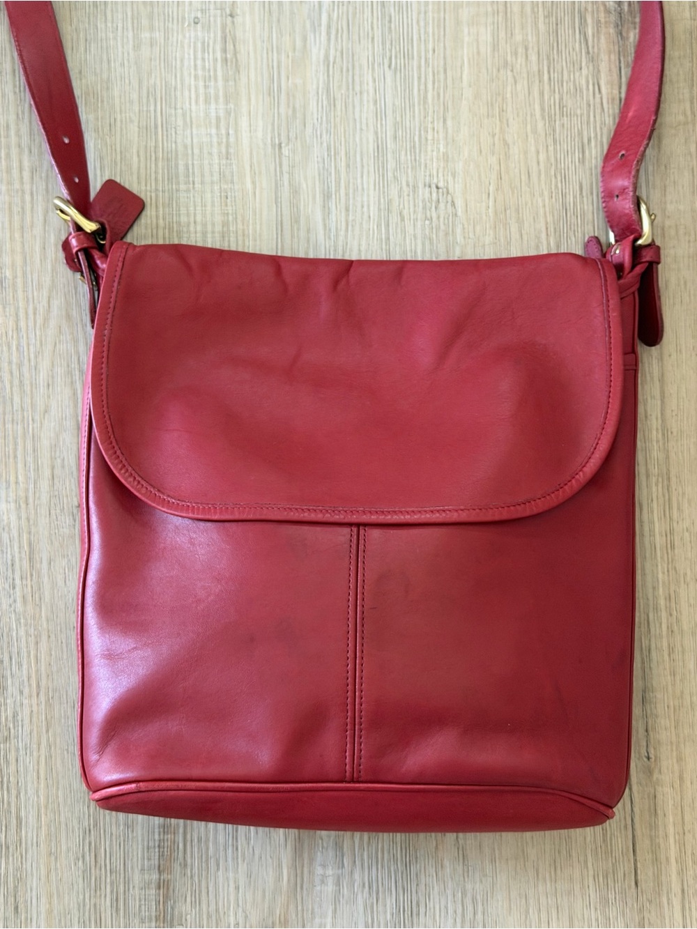 Coach Red Leather Crossbody Bag with Flap